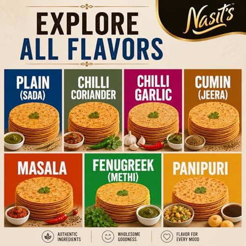 Nasit's Khakhra, Crispy Roasted Gujarati Snack, Multiple Flavors, Tea-Time Ready to Eat, 200g (Chilli Coriander) — image 8