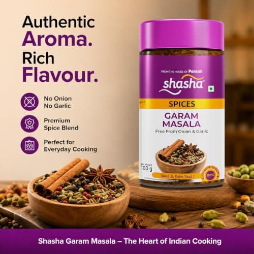Shasha Garam Masala Powder 100g - Spice Blend for Authentic Indian Dishes - No Onion or Garlic - From the House of Pansari — image 2
