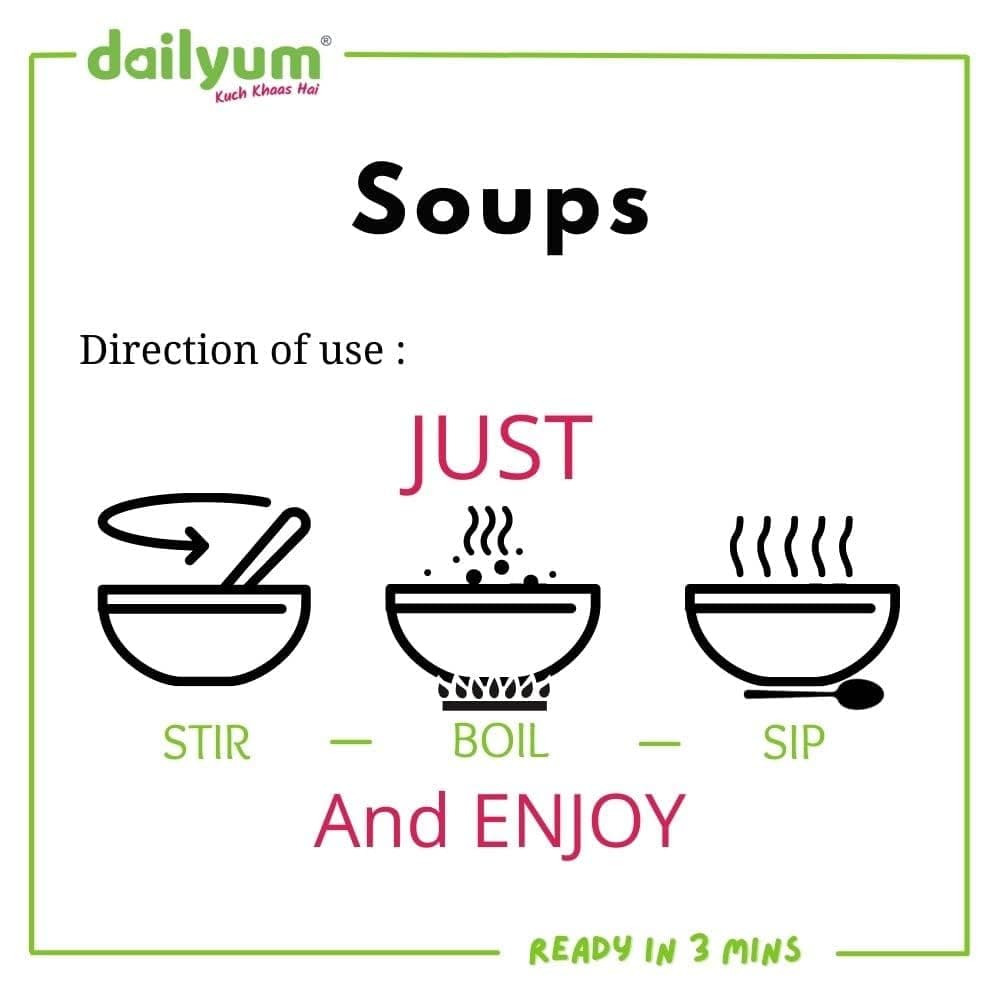 Dailyum Instant Manchow Soup 50g | No Onion No Garlic | Ready To Eat Instant Soup |100% Natural | No MSG | Gluten-free | Serves 4 | Jain | Pack of 5 — image 5