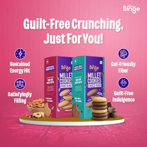 The Healthy Binge Assorted Millet Cookies – Healthy Snacks Combo | Millet Cookies | Jaggery Cookies | Healthy Snacks for Kids and Adults 180g Pack of 2 — image 6