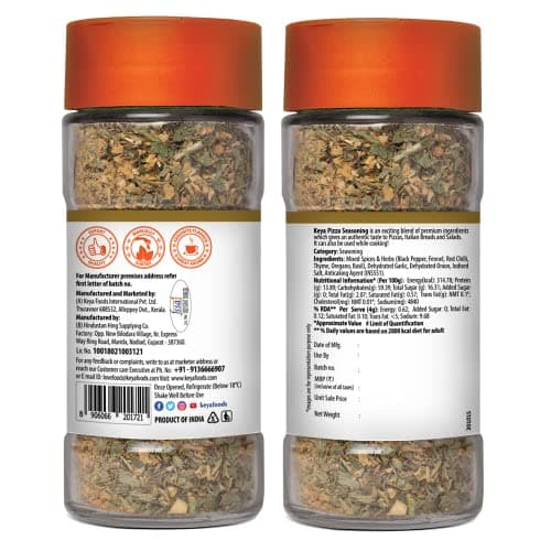 Keya Pizza Seasoning | All Natural & Healthy Spice Blend for Pizza, Pasta & More | Glass Bottle | Premium Herbs and Spices | Contains Freeze dried herbs| Export Quality | No Preservatives | The rich aroma that lasts | 45g — image 4