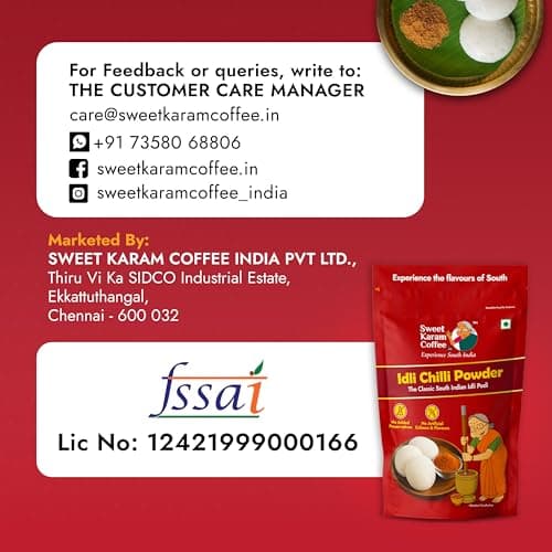 Sweet Karam Coffee Idli Podi (Chilli Gun Powder) – 180g | Authentic South Indian Homemade Spice Mix | Aromatic & Flavorful | No Preservatives | Tasty & Healthy | Perfect with Idli, Dosa & Rice — image 8