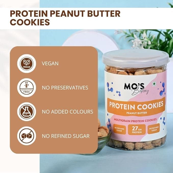 Mo’s Peanut Butter Protein Cookies – 150g | 27 G protein per 100g serve | Mini Cookies | Multigrain, Plant-Based Snack with Ragi, Oats, Barley & Jaggery | No Refined Sugar — image 6