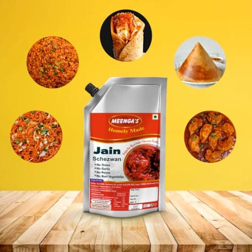 Meenga’s Jain Schezwan – 250g | No Onion No Garlic Chutney | 100% Veg | Authentic Indo-Chinese Spicy Sauce | Ready-to-Eat Dip for Momos Noodles and Fried Rice | Homemade Style with Rich Flavor — image 4