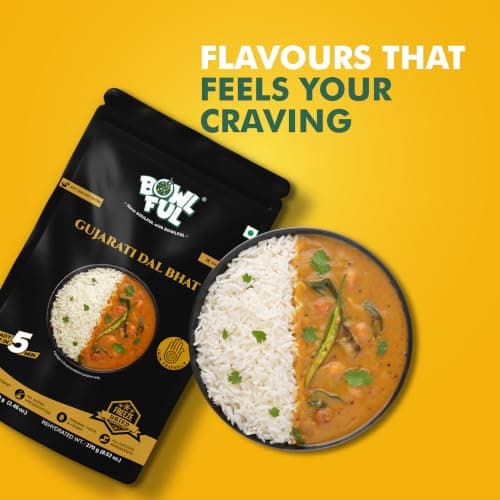 BowlFul Gujarati Dal Bhat, 70 GMS, Sweet Dal Preparation with Basmati Rice and No Onion or Garlic. 100% Natural, Freeze Dried Food — image 6