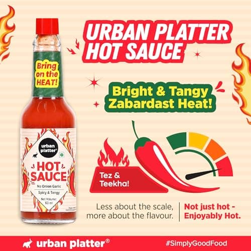 Urban Platter Hot Sauce, 60ml (Tangy & Balanced Chilli Heat, Made with Indian Chillies, No Onion, No Garlic, No Preservatives) — image 5