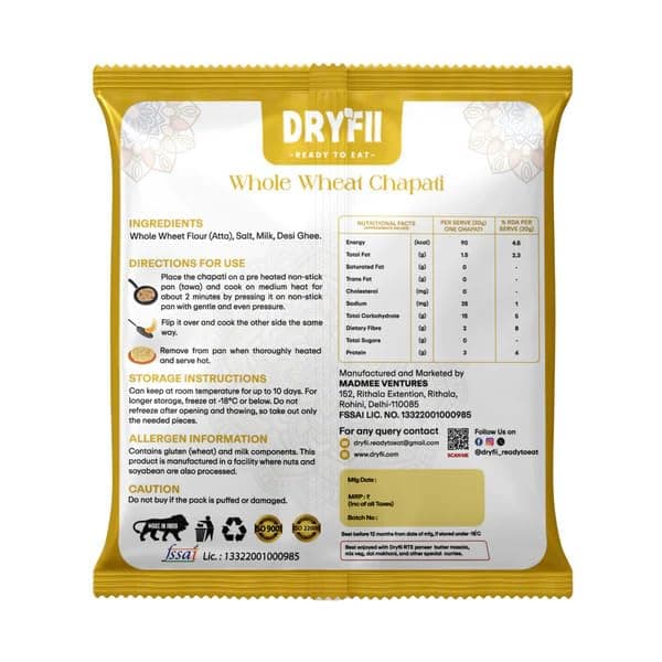 Dryfii Ready-to-Eat Chapati with Jain Dal Makhani & Rice | Creamy Satvik Combo Meal | No Onion No Garlic | Healthy Indian Comfort Food Pack — image 2