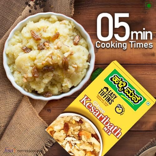 HALLI MANE Kesari Bath Mix 200G-Ready To Eat Food Products-Made With Pure Ghee-No Preservatives-100% Vegan|5 Minute Instant Mix&Easy Cook Breakfast Mix|Pack Of 1 — image 4