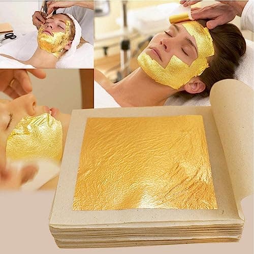 24k Pure Edible Gold Vark Golden Leaf 50MMx50MM Gold Foils 25 Sheets for Cake Sweets ayurvedic Medicine face Treatment Anti Aging spa (30) — image 4