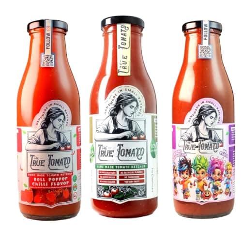 The True Tomato No Onion No Garlic Ketchup | Homemade And Made To Order | 100% Natural | 80% Fresh Tomatoes |No Chemicals, No Added Colors, No Oils, No Preservatives & Thickeners (550 Gram, No Onion Garlic Ketchup) — image 8