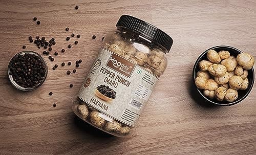 MOODDY MUNCH (Chaat Masala, Pepper Munch, Lemon Mint) Combo of Roasted Makhana Fox Nuts Lotus Seeds |Jain Flavour |Healthy Snacks |Gluten Free |0 Trans Fat |0 cholesterol | (Pack of 3, Total 210 gm) — image 4