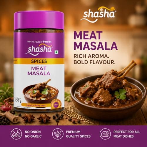Shasha Meat Masala Powder 100g - Spice Mix for Flavorful Meat Dishes - No Onion or Garlic - From the House of Pansari — image 2