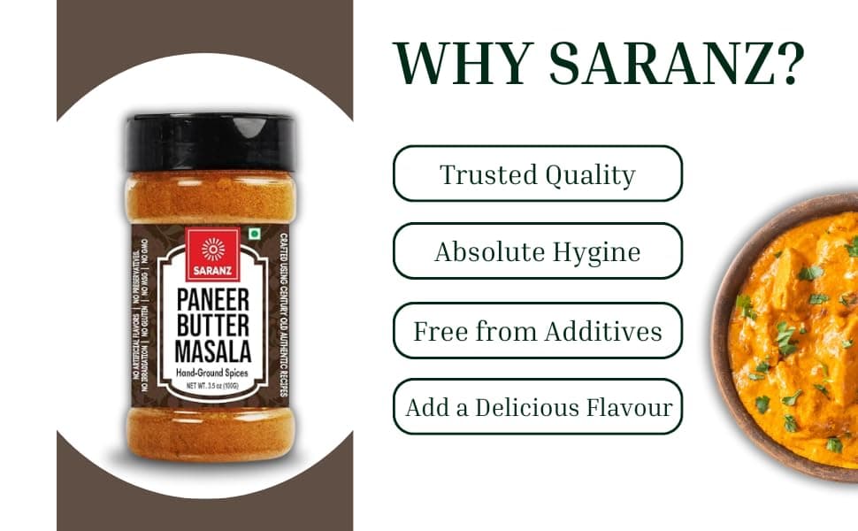 SARANZ Paneer Butter Jain & Paneer Tikka Jain Masala (Combo Pack) Instant Use | Spice Powders and Masalas | Artisanal Spices with Rich & Strong Flavour | 100 Gms Sprinkler Jar — image 7