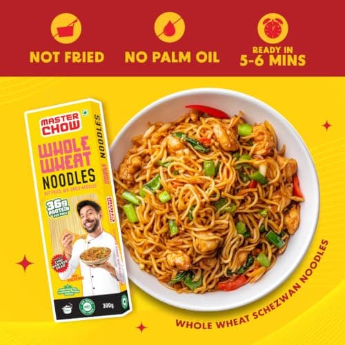MasterChow Healthy Whole Wheat Noodles- Pack of 2 | 100% Atta | No Maida, Not Fried | Serves 10 Meals - 600gms — image 8