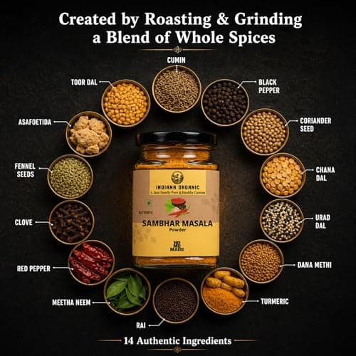 Indiana Organic Sambar Masala Powder -150 gram | No onion & garlic | freshly pack on order | Blend Of Hing, curry leaf, lentils and spices | No preservatives or clumping agent | Authentic South Indian Blend — image 5