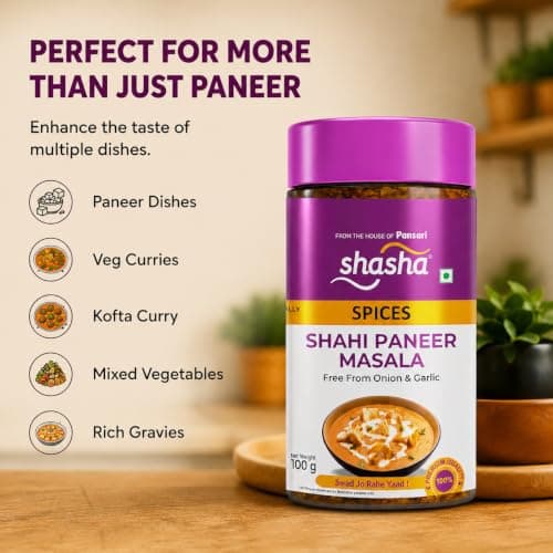 Shasha Shahi Paneer Masala 100g - Spice Mix for Rich & Creamy Shahi Paneer - No Onion or Garlic - From the House of Pansari — image 6