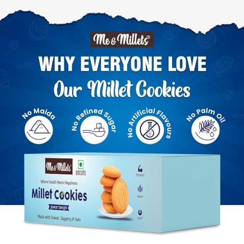 ME & MILLETS Cookies Jowar Delight (75g X 3) - Delicious Millets Biscuits, Rich In Fiber & Protein, Healthy Tea Snack (Jain Friendly) — image 7