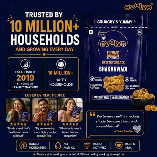 Evolve Baked Bhakarwadi Healthy Snacks for Kids, Adults | Gluten Free, No Artificial Colors or Preservatives, Freshly Made, Ready to Eat, Crunchy Masala Flavor - 100g — image 7