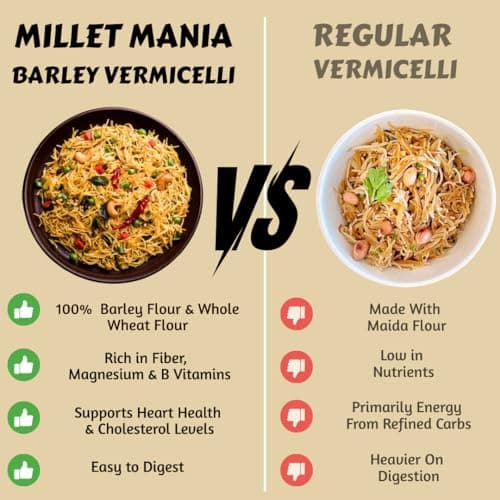 Barley Vermicelli | 210g Pack | High Fiber Diabetic-Friendly Semiya | Healthy Vermicelli for Upma, Kheer & Soups | Weight Management Food | No Maida | Quick Cook Meal | Preservative-Free | Ideal for Kids, Adults & Elderly (Pack of 1) — image 3