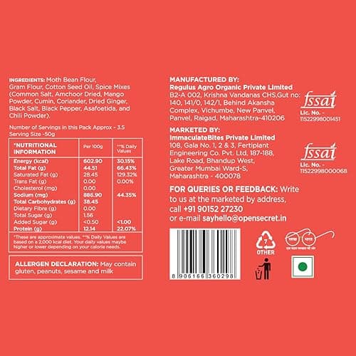 Open Secret Namkeen | 175g | Bhujia, Namkeen Snacks, Bhujia Sev, Healthy Snacks, Unjunked, Baked Not Fried, No Palm Oil, Zero Trans Fat, No Cholesterol (Pack of 1) — image 3