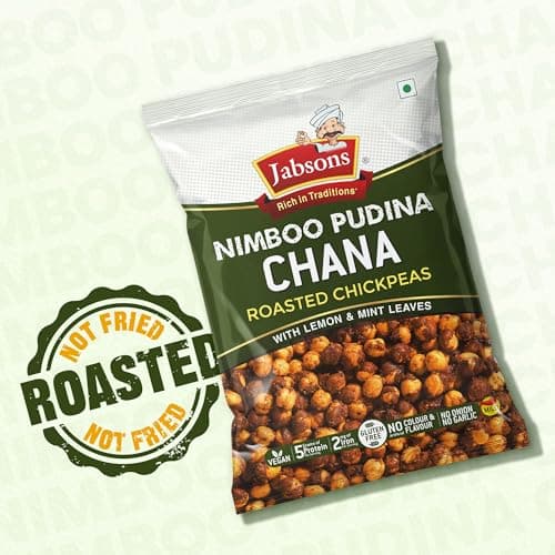 Jabsons Roasted Chana Nimboo Pudina Flavour - 150gm With No Onion & Garlic | Desi Roasted Namkeen Snacks| Gluten-Free Crunchy Protein Snack | Nimbu Pudina Bhuna Chana - Ready to Eat — image 5