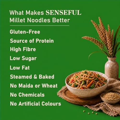 SENSEFUL Jowar Millet Noodles - Gluten-Free, With 77% Jowar - 200 gm | Zero Maida, Zero Wheat, Source of Protein, High Fibre, Fat-Free, Low Sugar & Non-Fried — image 4