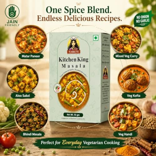 Nairuti Vyutpadan Kitchen King Masala (Jain-Friendly) 50g | No Onion No Garlic | Saatvik Mixed Spice Blend | Vegetable Curry, Paneer, Sabzi & Gravy Masala | No Preservatives | Rich Aroma & Restaurant-Style Taste — image 4