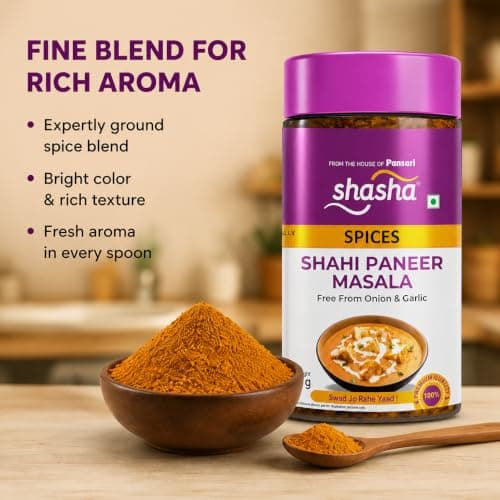 Shasha Shahi Paneer Masala 100g - Spice Mix for Rich & Creamy Shahi Paneer - No Onion or Garlic - From the House of Pansari — image 4