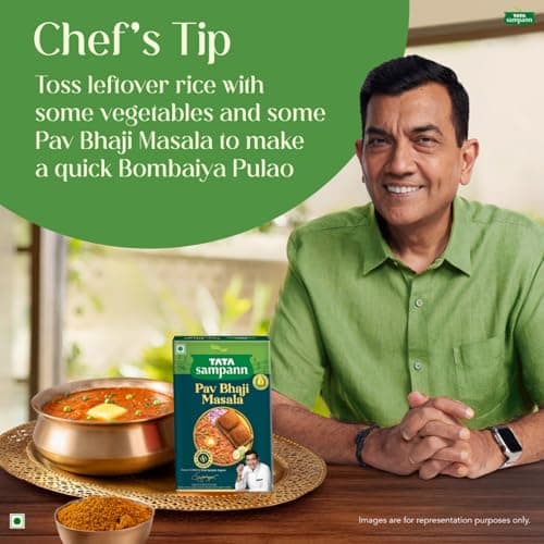 Tata Sampann Pav Bhaji Masala with Natural Oils, 100g, Crafted by Chef Sanjeev Kapoor, With Chef’s Exclusive Tip, Rich Aroma & Flavour — image 8