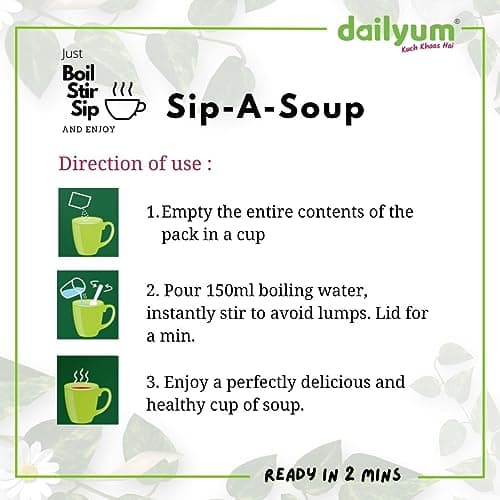 Dailyum Jain Instant Tomato Soup| 8 Single Serve Sachets | Just Boil-Stir-Sip | 12g Each Sip-A-Soup| Natural | No MSG | Pack of 2 Box | Travel friendly — image 7