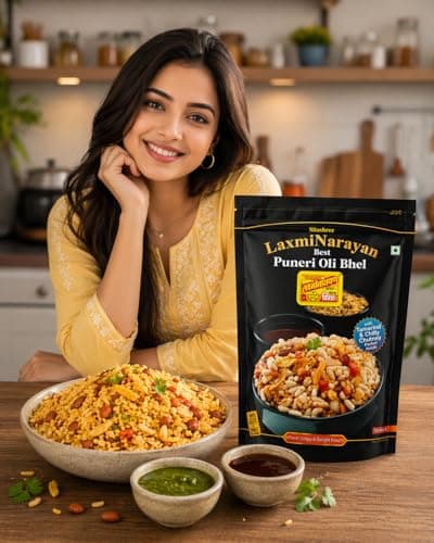 Sitashree LaxmiNarayan Best Puneri Oli Bhel, Ready to Use, with Tamarind and Chilly Chutney, Serves 4, no garlic so use as jain bhel also — image 2
