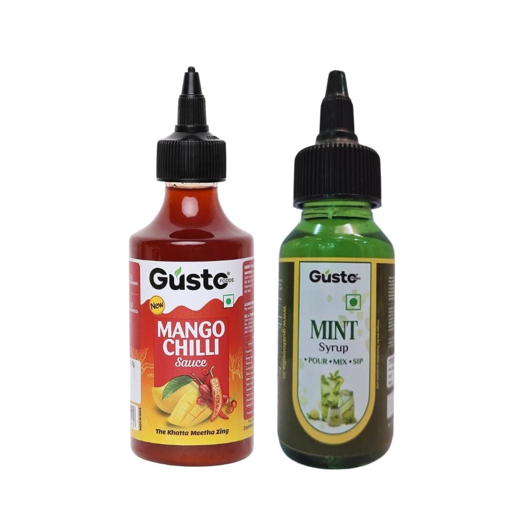 Gusto Foods Mango Chilli Mint Delight (Mango Chili + Mint Syrup) | Salad Dressing, Dipping Sauce & Seasoning | For Iced Teas, Mocktails, Cocktails Drinks, Juices | Refreshing Flavour Concentrate — image 2