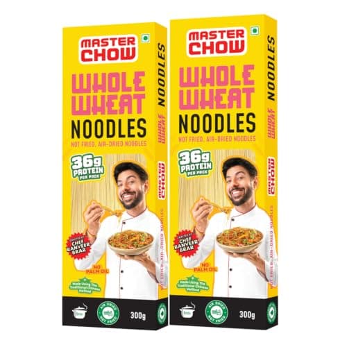 MasterChow Healthy Whole Wheat Noodles- Pack of 2 | 100% Atta | No Maida, Not Fried | Serves 10 Meals - 600gms