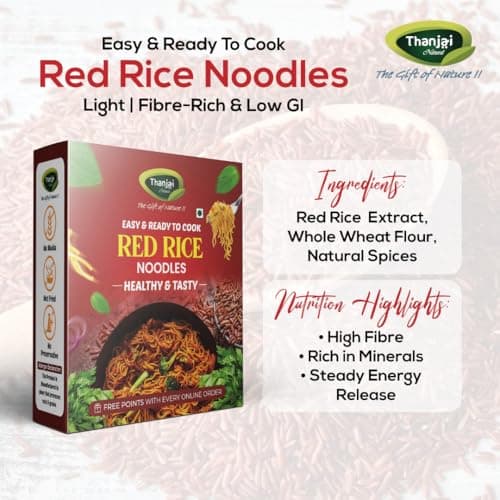 Thanjai Natural Red Rice Millet Noodles 180 Grams X 5 (900 Grams) of Homemade Natural Millet Noodles(No Preservatives, No Chemicals, No Artificial Extract) — image 5