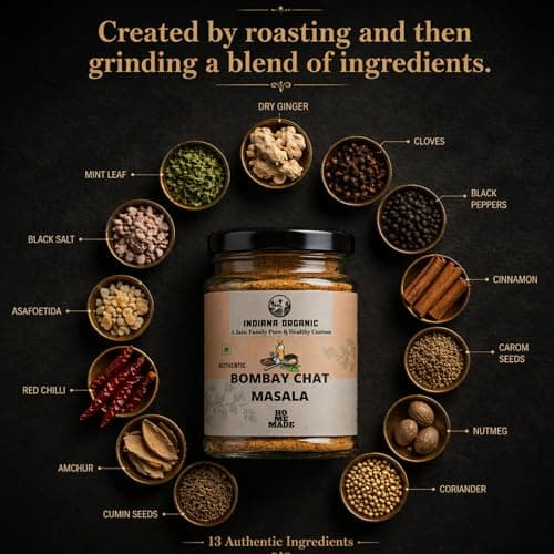 Indiana Organic Bombay Chat Masala (150g) | Pure Jain & No Onion-Garlic Spice Blend | Low Salt & High Spice Potency | Freshly Packed Authentic Indian Chaat Masala for Salads, Fruits, and Snacks — image 4