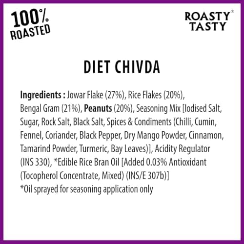 Roasty Tasty Diet Chivda | Gluten-Free Roasted Chiwda with Rice & Jowar Flakes | No Onion No Garlic Millet Namkeen | Light & Crunchy Tea-Time Roasted Non Fried Snack | Low Calorie Palm Oil Free Namkeen | 100g x 4 Packs | Indian Mixture — image 5