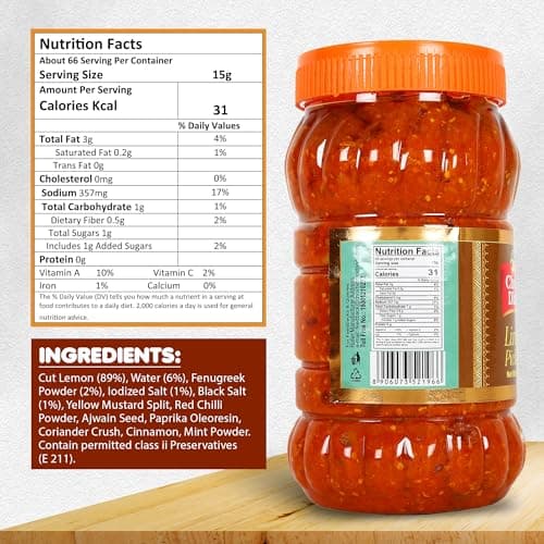 Chokhi Dhani Lime Pickle Pack of 2 (1kg Each) | Nimbu Achar | Oil Free Lemon Pickle | No Onion No Garlic | Tangy & Spicy Indian Pickle | Homemade Style — image 2
