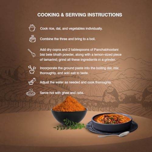 Panchabhootani Bisi Bele Bath Powder 200g| Authentic Flavours From South India, Goodness Of Wholesome Spices & Lentil, All Natural Ingredients, Roast Blend & Grounded, No Added Color & Preservatives — image 5