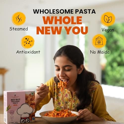 Healthy Master Millet Pasta 400g | Red Rice Macaroni | No Maida | High Protein & Fiber | Vegan & Gluten-Free | Made with Red Rice & Whole Wheat | Healthy Pasta for Kids & Adults — image 2