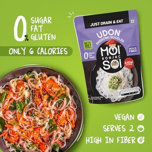 MOI SOI Shirataki Udon Noodles, 250g | Low Carb 6Kcal Only | Keto Friendly | Gluten Free | Vegan Friendly | Good for diabetics | Low Calorie Konjac Miracle Noodles | Fat-Free | Ultra-Low Calorie Konjac Miracle Noodles — image 6