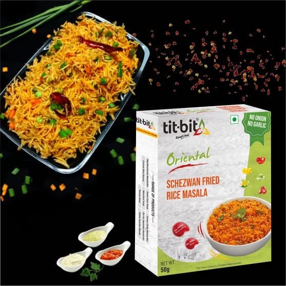 Tit-Bit Oriental - No Onion No Garlic Veg Manchurian Masala, Schezwan Fried Rice Masala, Tomato, Sweet Corn & Manchow Soup - Quick & Easy to Make - Pack of 5 (250g) — image 6