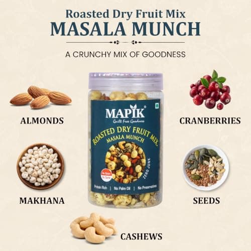 Mapik Roasted Dry Fruits Mix Masala Munch – Premium Trail Mix with Almond, Cashew, Seeds, Makhana & Dried Fruits | High Protein Crunchy Snack | No Palm Oil, No Preservatives | 200g — image 3