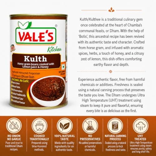 VALE'S Kulth 425 gm | Authentic Chambyali Dham Horsegram Curry | 100% Natural • No Onion No Garlic • Sweet & Sour • Traditionally Cooked • Ready to Eat – Heat & Serve — image 4