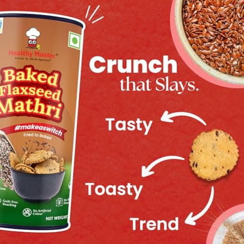 Healthy Master Baked Wheat Mathri (Flax Seed) 250g | No Maida | No Palm Oil | Crispy Crunchy Healthy Snack | 100% Wheat | Namkeen Mathi (Pack of 1) — image 8