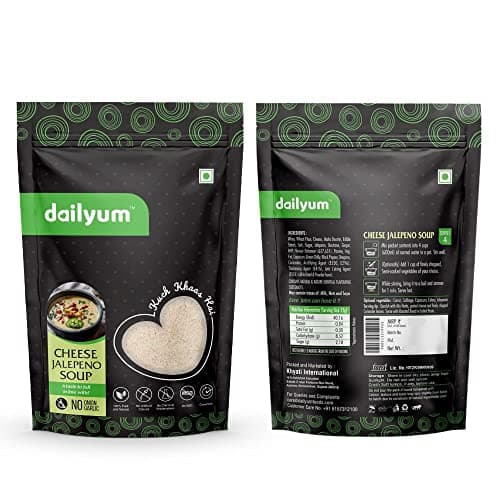 Dailyum Premium Instant Cheese Jalepeno Soup | No Onion No Garlic | Pack of 5 | Ready To Eat Instant Soup |100% Natural | No MSG | Gluten-free | Serves 4 * 5 | 50g Each | Jain — image 2