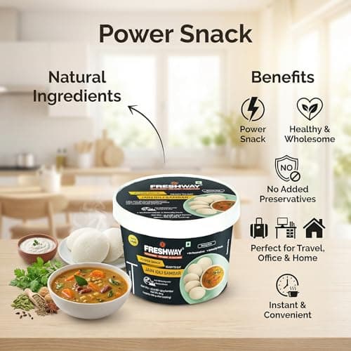 Freshway Ready-to-Eat Jain Idli Sambar Pack of 6 | Nutritious & Convenient Power Snack | 100% Jain Recipe | No Preservatives | Healthy Instant South Indian Meal — image 5