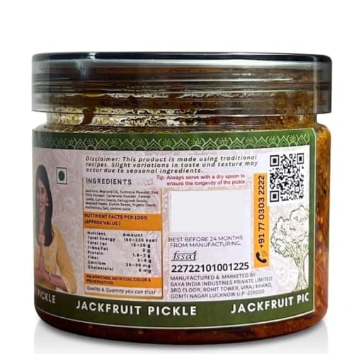Baya India Homemade Kathal ka Achar | Jackfruit Pickle| Traditional Spicy & Tangy | No Preservatives, No Vinegar | Made in Pure Mustard Oil | Sun-Dried | No Onion & No Garlic | 250g Plastic Jar — image 2