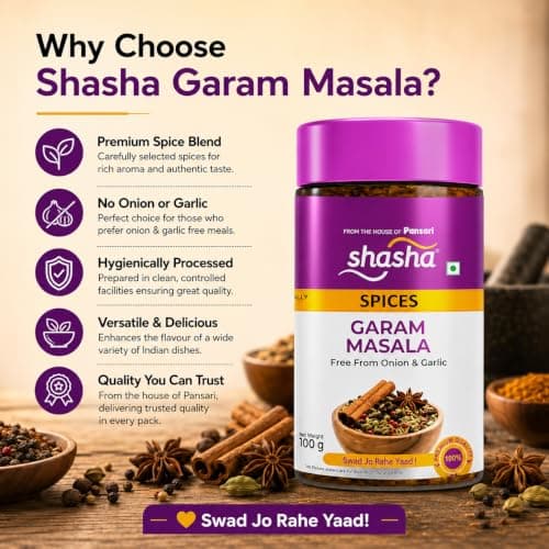 Shasha Garam Masala Powder 100g - Spice Blend for Authentic Indian Dishes - No Onion or Garlic - From the House of Pansari — image 8