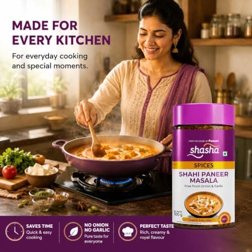 Shasha Shahi Paneer Masala 100g - Spice Mix for Rich & Creamy Shahi Paneer - No Onion or Garlic - From the House of Pansari — image 7