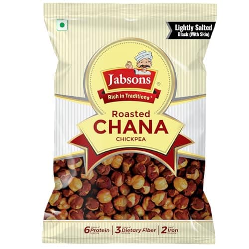 Jabsons Roasted Chana Mahabaleshwar Black – 200g | Salted Bhuna Chana | No Onion No Garlic | Gluten-Free | High Protein Snack | Roasted Black Chickpeas | Ready to Eat | Healthy Indian Snack